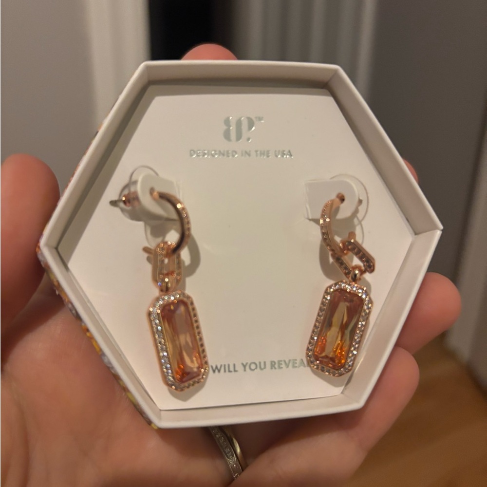 BP Rose Gold Earrings with Orange/Topaz Accents